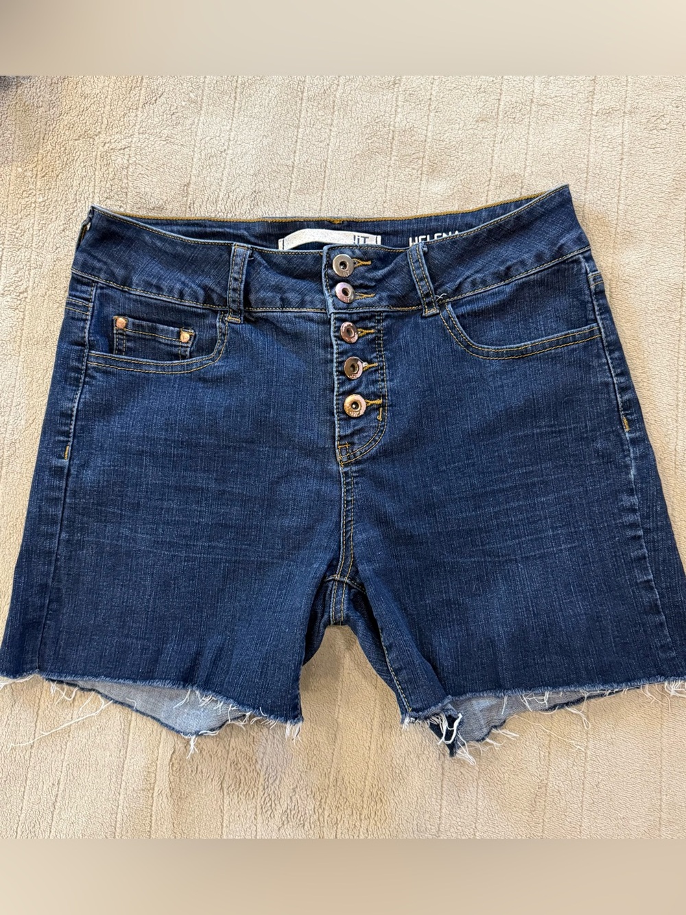 Helena Dark Blue Denim High Rise Shorts